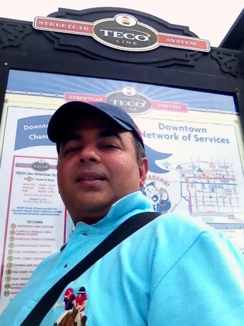 Jit Bose at a TECO Line Streetcar stop in Tampa